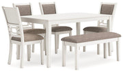 Erinberg Dining Table and 4 Chairs and Bench (Set of 6) - Theo's Factory Direct Mattress & Furniture (Columbus, OH)