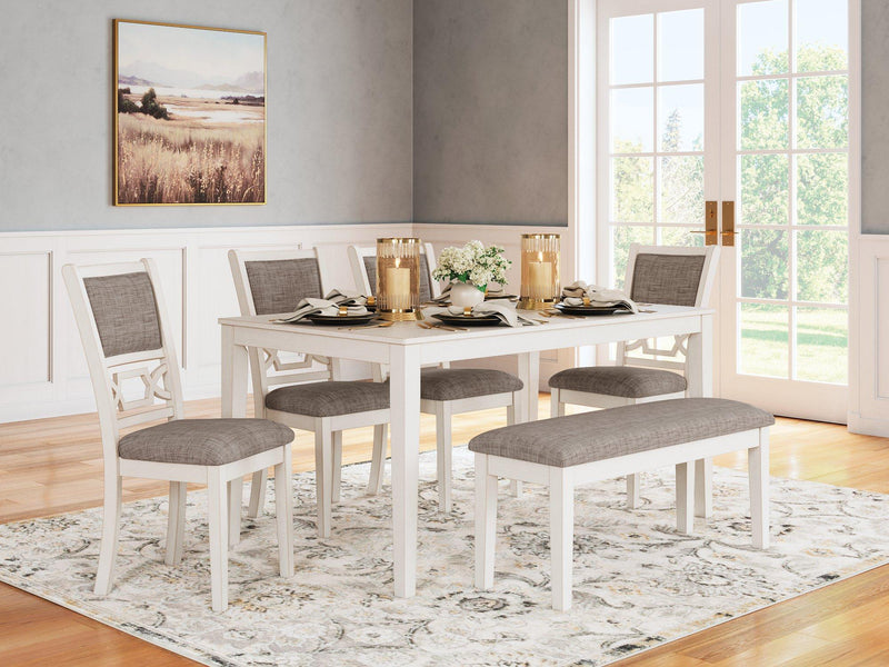 Erinberg Dining Table and 4 Chairs and Bench (Set of 6) - Theo's Factory Direct Mattress & Furniture (Columbus, OH)