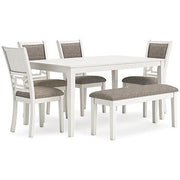 Erinberg Dining Table and 4 Chairs and Bench (Set of 6) - Theo's Factory Direct Mattress & Furniture (Columbus, OH)