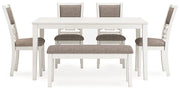 Erinberg Dining Table and 4 Chairs and Bench (Set of 6) - Theo's Factory Direct Mattress & Furniture (Columbus, OH)