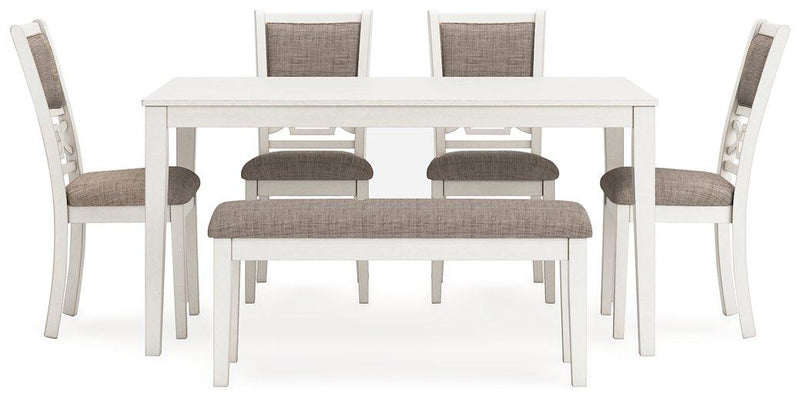 Erinberg Dining Table and 4 Chairs and Bench (Set of 6) - Theo's Factory Direct Mattress & Furniture (Columbus, OH)