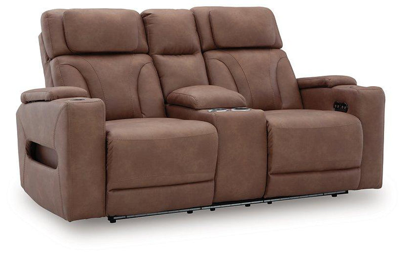 Clean-Slate Power Reclining Loveseat with Console - Theo's Factory Direct Mattress & Furniture (Columbus, OH)