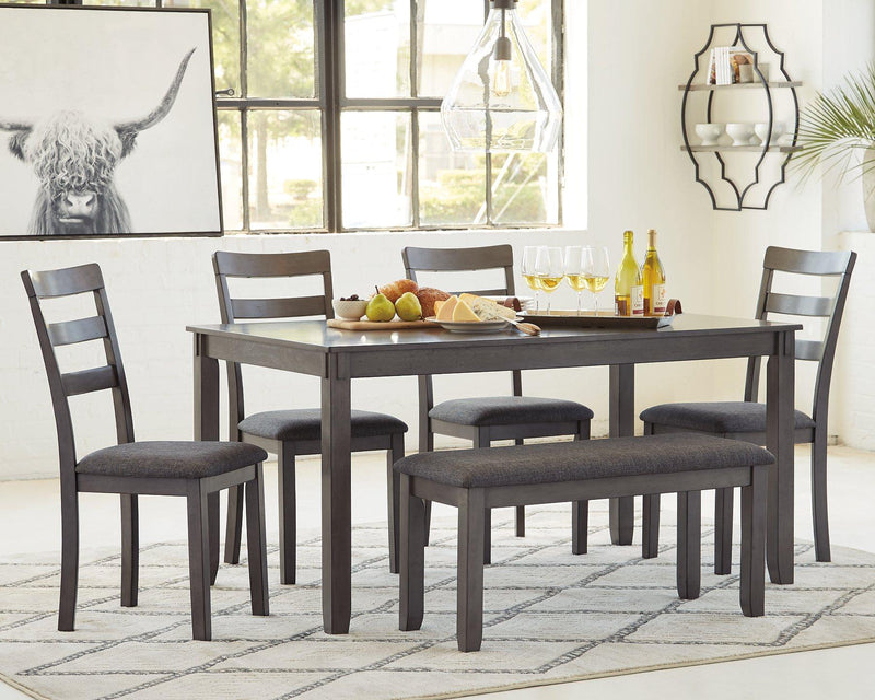 Bridson Dining Table and Chairs with Bench (Set of 6) - Theo's Factory Direct Mattress & Furniture (Columbus, OH)