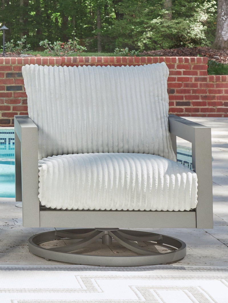 Hurley Park Outdoor Swivel Chair with Cushion - Theo's Factory Direct Mattress & Furniture (Columbus, OH)