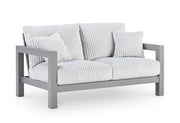 Hurley Park Outdoor Loveseat with Cushion - Theo's Factory Direct Mattress & Furniture (Columbus, OH)