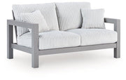 Hurley Park Outdoor Loveseat with Cushion - Theo's Factory Direct Mattress & Furniture (Columbus, OH)