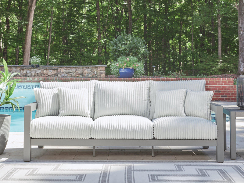 Hurley Park Outdoor Sofa with Cushion - Theo's Factory Direct Mattress & Furniture (Columbus, OH)
