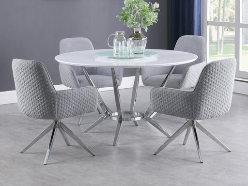 Abby 5-piece Dining Set White and Light Grey - Theo's Factory Direct Mattress & Furniture (Columbus, OH)