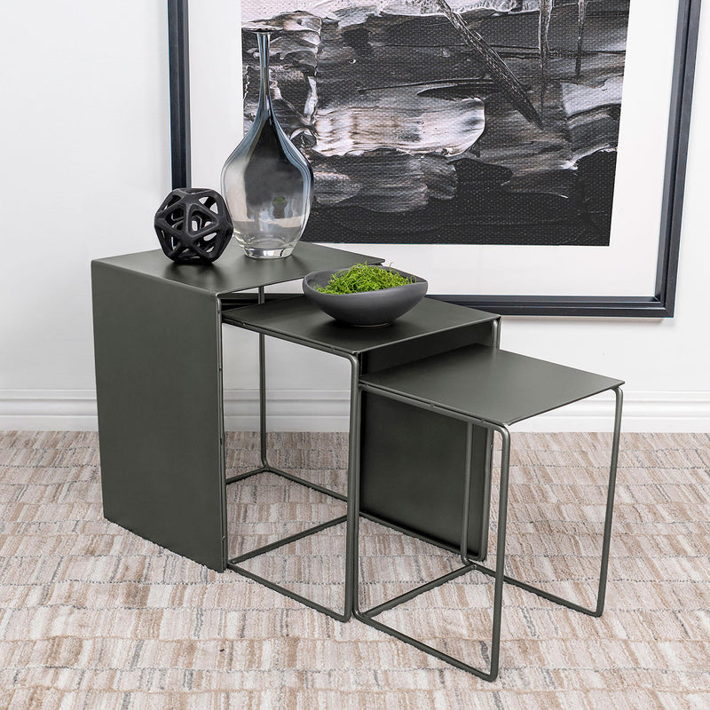 Imez 3-piece Rectangular Metal Nesting Table Grey - Theo's Factory Direct Mattress & Furniture (Columbus, OH)