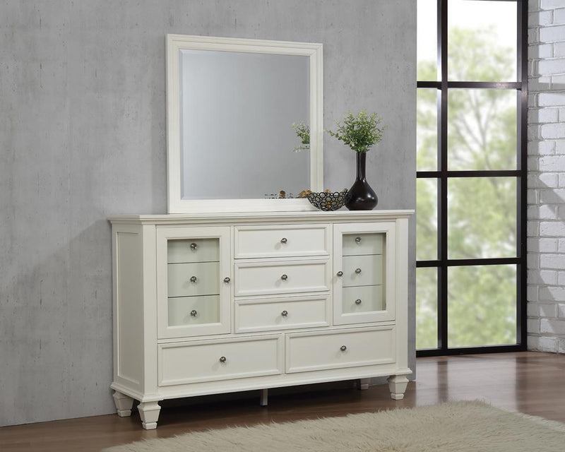 Sandy Beach Rectangular Dresser Mirror Cream White - Theo's Factory Direct Mattress & Furniture (Columbus, OH)