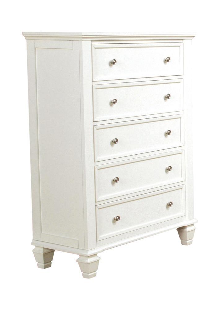 Sandy Beach 5-drawer Rectangular Chest Cream White - Theo's Factory Direct Mattress & Furniture (Columbus, OH)