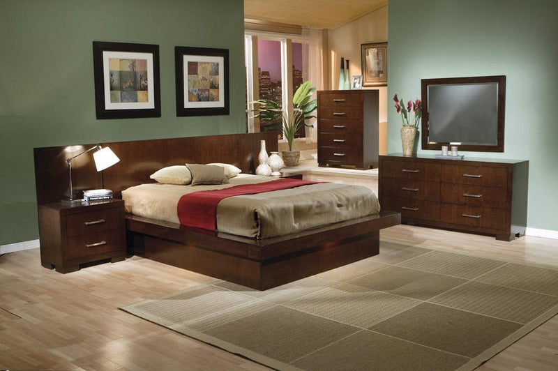 Jessica Eastern King & Queen Platform Bed with Rail Seating Cappuccino - Theo's Factory Direct Mattress & Furniture (Columbus, OH)