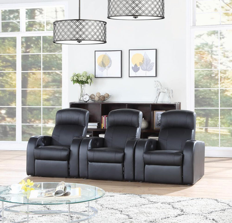 Cyrus Home Theater Upholstered Recliner Black - Theo's Factory Direct Mattress & Furniture (Columbus, OH)