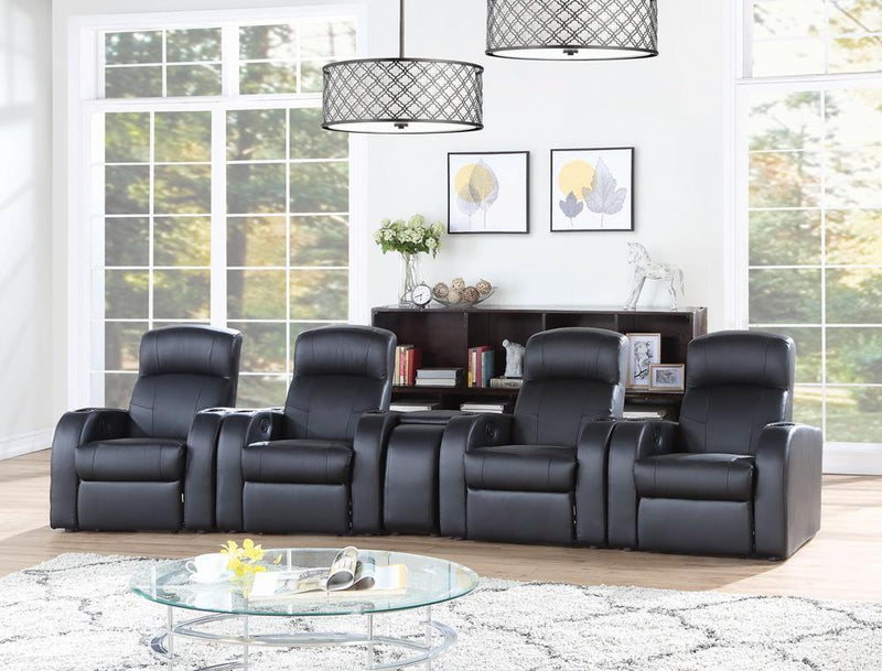 Cyrus Home Theater Upholstered Recliner Black - Theo's Factory Direct Mattress & Furniture (Columbus, OH)