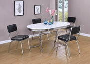 Retro Oval Dining Table Glossy White and Chrome - Theo's Factory Direct Mattress & Furniture (Columbus, OH)