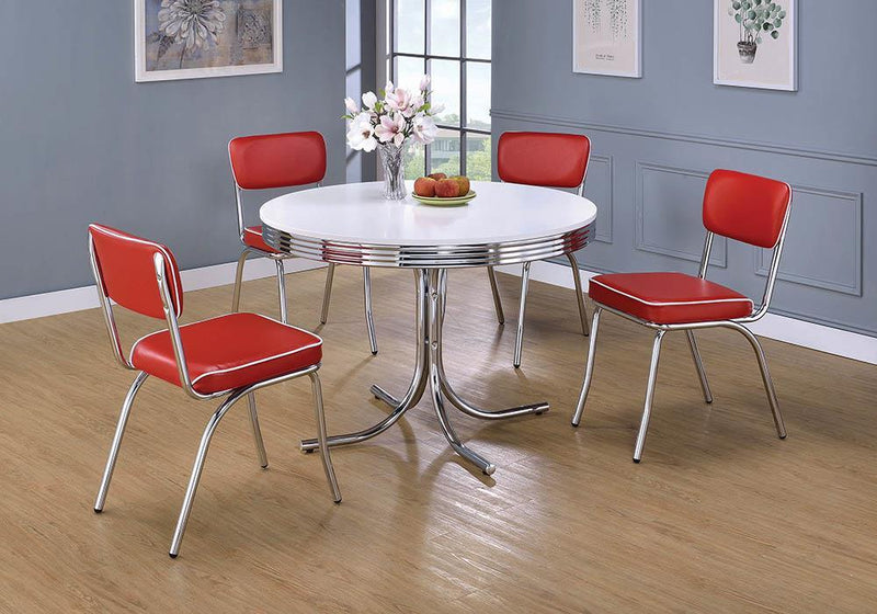 Retro Open Back Side Chairs Red and Chrome (Set of 2) - Theo's Factory Direct Mattress & Furniture (Columbus, OH)