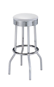 Theodore Upholstered Top Bar Stools White and Chrome (Set of 2) - Theo's Factory Direct Mattress & Furniture (Columbus, OH)