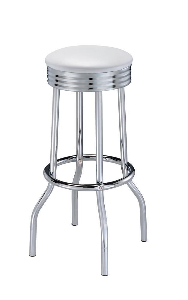 Theodore Upholstered Top Bar Stools White and Chrome (Set of 2) - Theo's Factory Direct Mattress & Furniture (Columbus, OH)