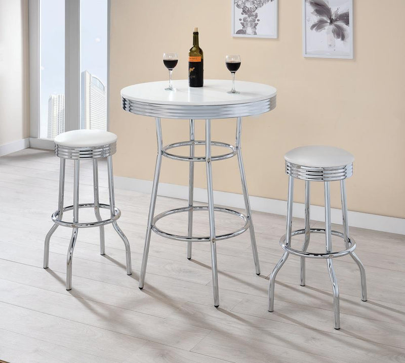 Theodore Upholstered Top Bar Stools White and Chrome (Set of 2) - Theo's Factory Direct Mattress & Furniture (Columbus, OH)
