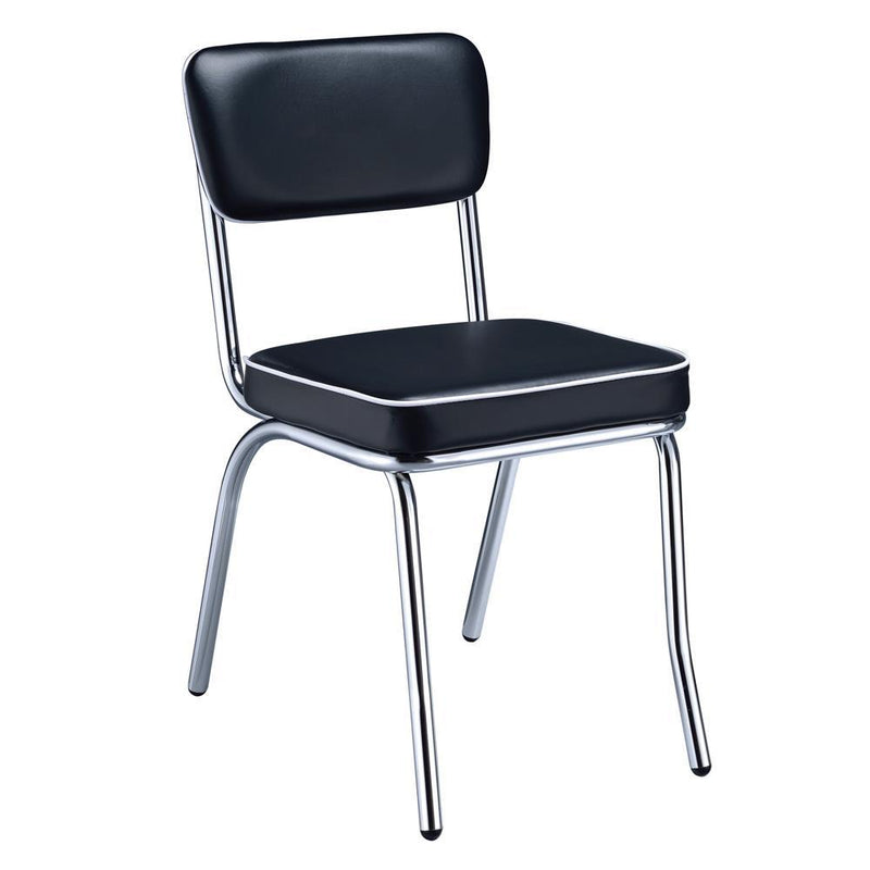 Retro Open Back Side Chairs Black and Chrome (Set of 2) - Theo's Factory Direct Mattress & Furniture (Columbus, OH)