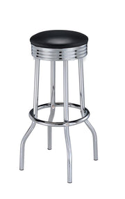 Theodore Upholstered Top Bar Stools Black and Chrome (Set of 2) - Theo's Factory Direct Mattress & Furniture (Columbus, OH)