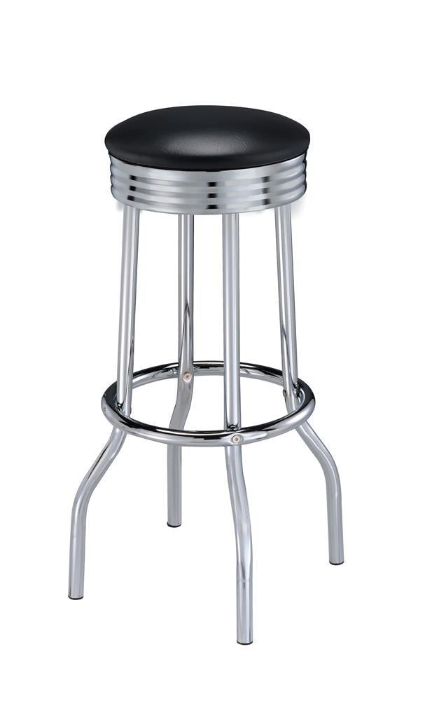 Theodore Upholstered Top Bar Stools Black and Chrome (Set of 2) - Theo's Factory Direct Mattress & Furniture (Columbus, OH)