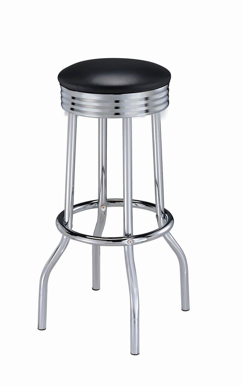 Theodore Upholstered Top Bar Stools Black and Chrome (Set of 2) - Theo's Factory Direct Mattress & Furniture (Columbus, OH)