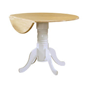 Allison Drop Leaf Round Dining Table Natural Brown and White - Theo's Factory Direct Mattress & Furniture (Columbus, OH)