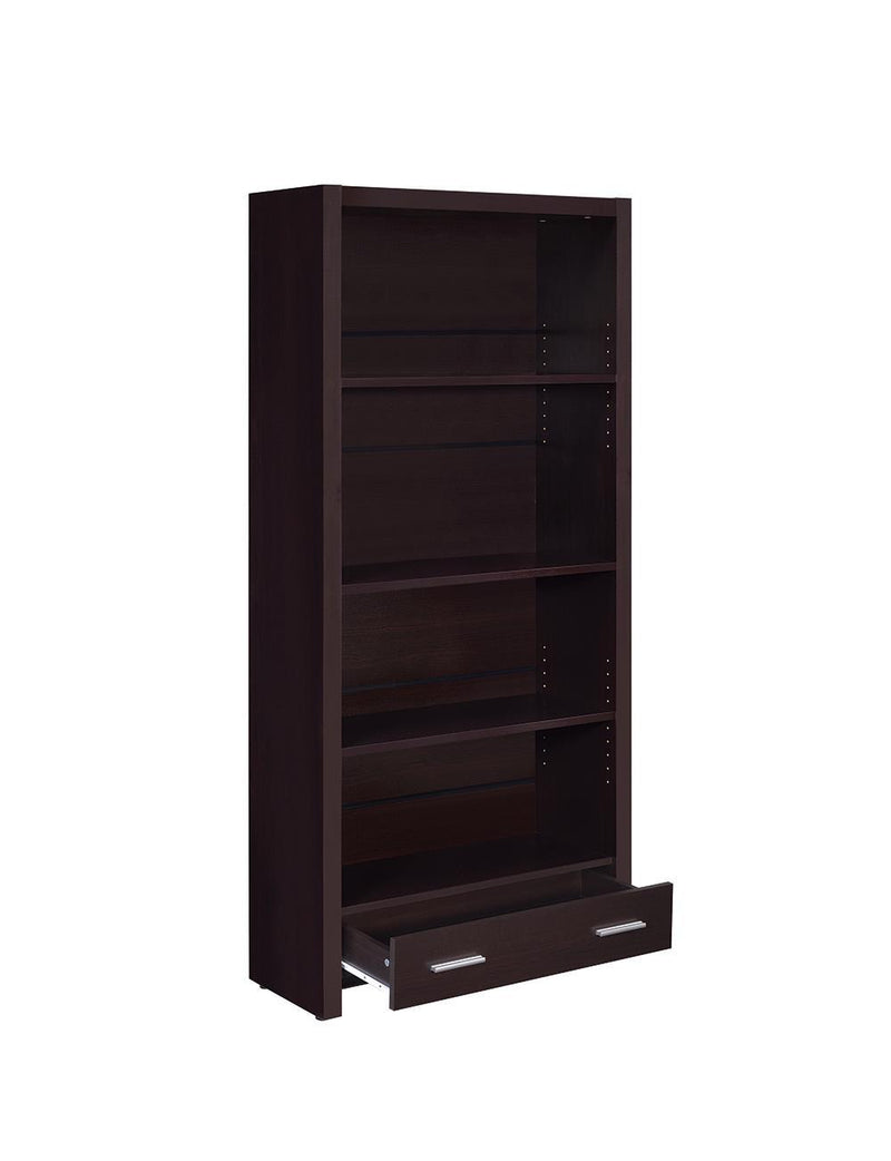 Skylar 5-shelf Bookcase with Storage Drawer Cappuccino - Theo's Factory Direct Mattress & Furniture (Columbus, OH)