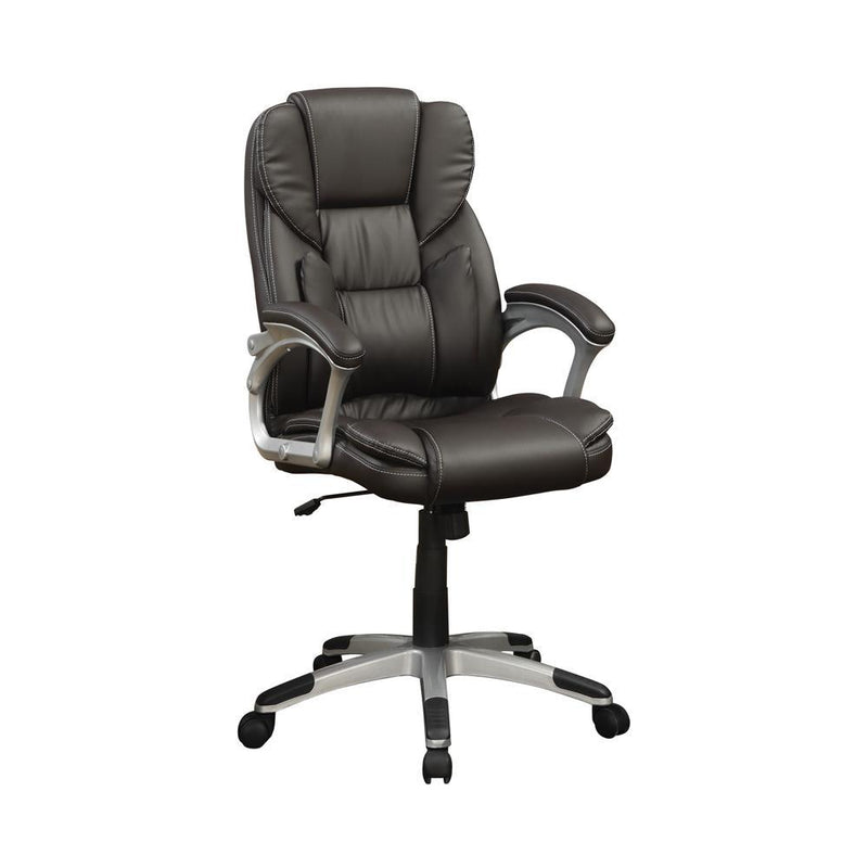 Kaffir Adjustable Height Office Chair Dark Brown and Silver - Theo's Factory Direct Mattress & Furniture (Columbus, OH)