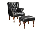 Roberts Button Tufted Back Accent Chair with Ottoman Black and Espresso - Theo's Factory Direct Mattress & Furniture (Columbus, OH)