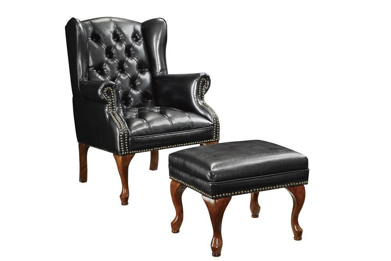 Roberts Button Tufted Back Accent Chair with Ottoman Black and Espresso - Theo's Factory Direct Mattress & Furniture (Columbus, OH)