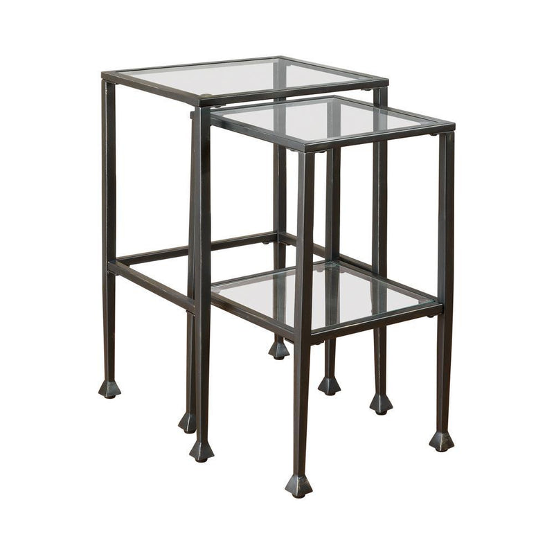 Leilani 2-piece Glass Top Nesting Tables Black - Theo's Factory Direct Mattress & Furniture (Columbus, OH)