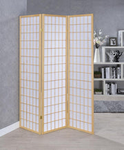 Carrie 3-panel Folding Screen Natural and White - Theo's Factory Direct Mattress & Furniture (Columbus, OH)
