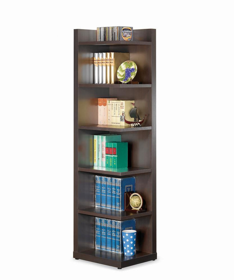 Pinckard 6-tier Corner Bookcase Cappuccino - Theo's Factory Direct Mattress & Furniture (Columbus, OH)