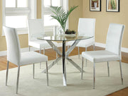 Vance Glass Top Dining Table with X-cross Base Chrome - Theo's Factory Direct Mattress & Furniture (Columbus, OH)