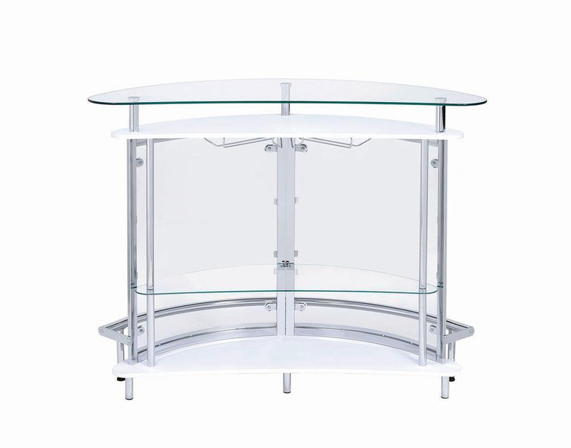 Amarillo 2-tier Bar Unit White and Chrome - Theo's Factory Direct Mattress & Furniture (Columbus, OH)