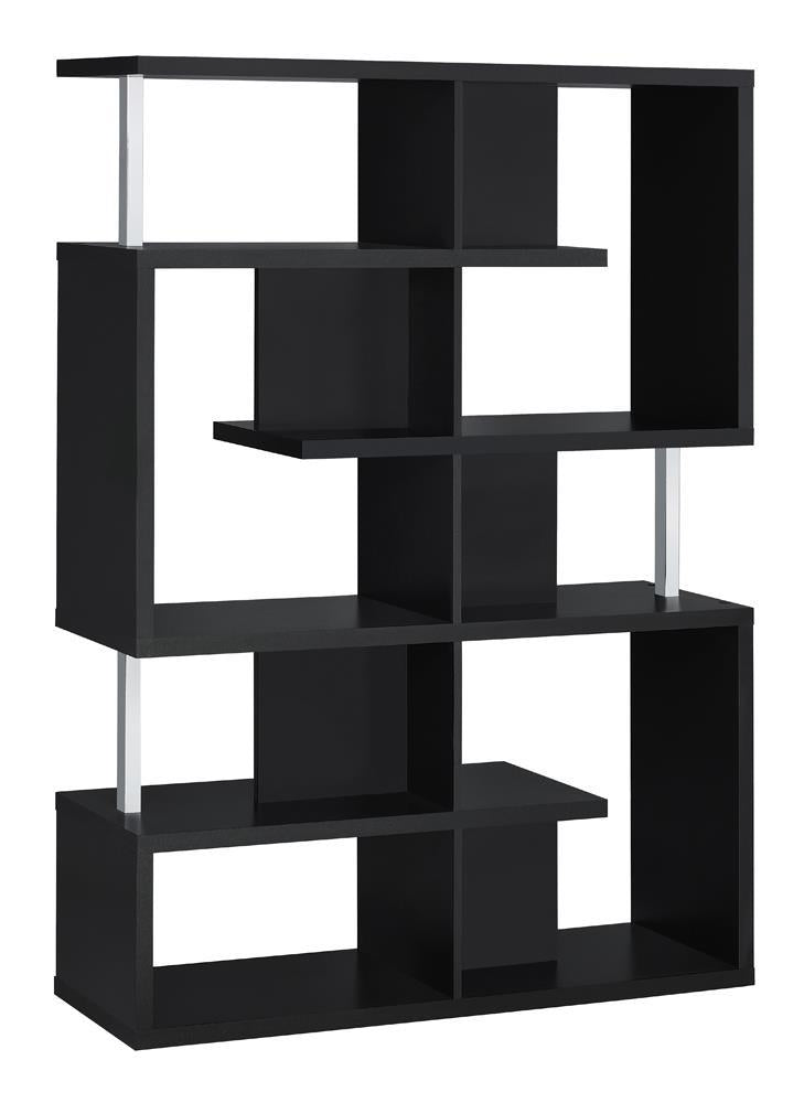 Hoover 5-tier Bookcase Black and Chrome - Theo's Factory Direct Mattress & Furniture (Columbus, OH)