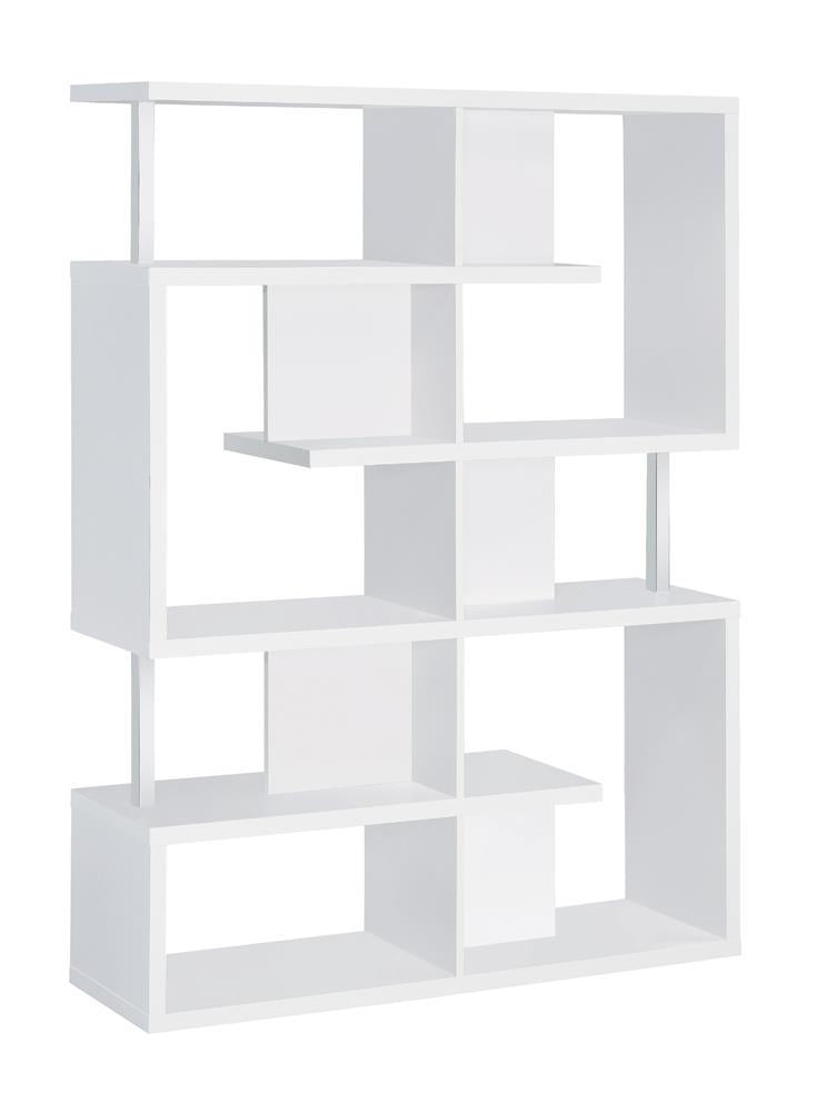 Hoover 5-tier Bookcase White and Chrome - Theo's Factory Direct Mattress & Furniture (Columbus, OH)