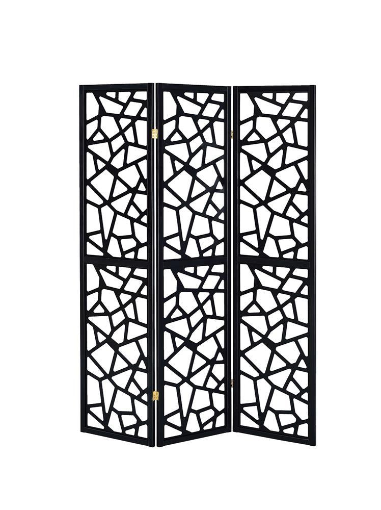 Nailan 3-panel Open Mosaic Pattern Room Divider Black - Theo's Factory Direct Mattress & Furniture (Columbus, OH)