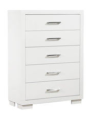 Jessica 5-drawer Chest White - Theo's Factory Direct Mattress & Furniture (Columbus, OH)