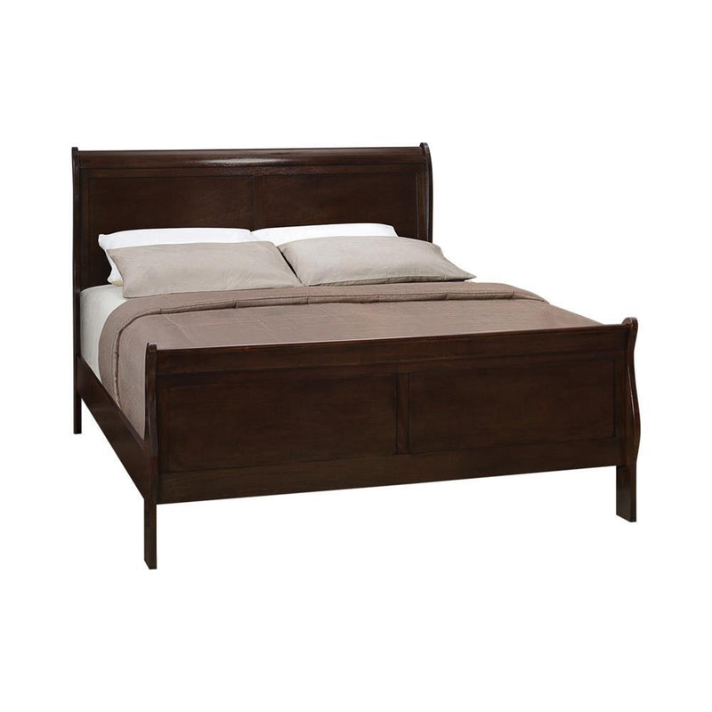 Louis Philippe Eastern King & Queen Panel Sleigh Bed Cappuccino - Theo's Factory Direct Mattress & Furniture (Columbus, OH)