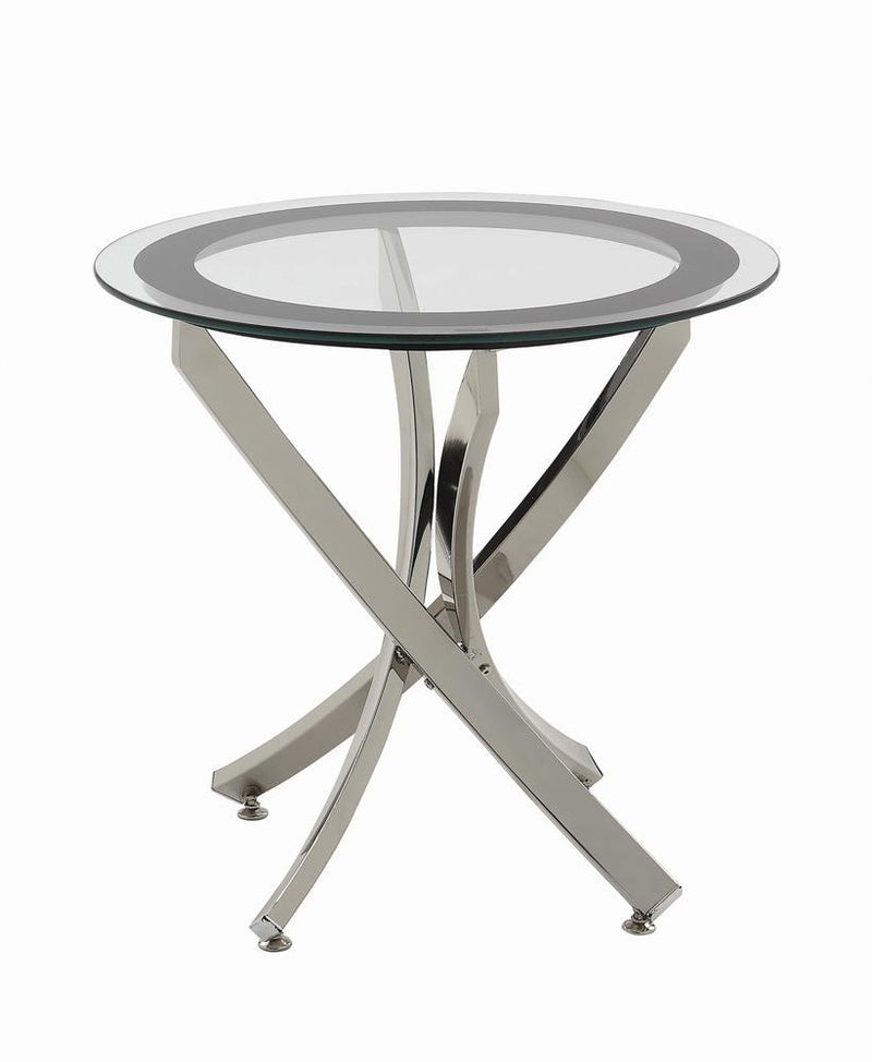 Brooke Glass Top End Table Chrome and Black - Theo's Factory Direct Mattress & Furniture (Columbus, OH)
