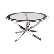 Brooke Glass Top Coffee Table Chrome and Black - Theo's Factory Direct Mattress & Furniture (Columbus, OH)