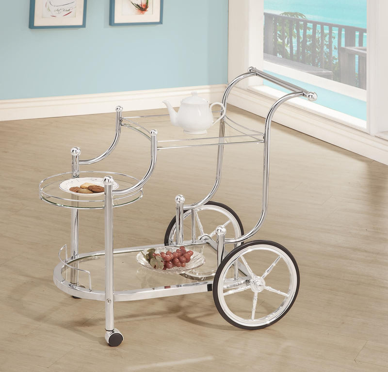 Sarandon 3-tier Serving Cart Chrome and Clear - Theo's Factory Direct Mattress & Furniture (Columbus, OH)