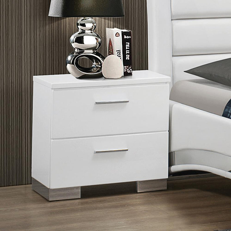 Felicity 2-drawer Nightstand Glossy White - Theo's Factory Direct Mattress & Furniture (Columbus, OH)