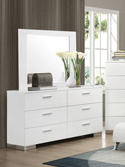 Felicity 6-drawer Dresser Glossy White - Theo's Factory Direct Mattress & Furniture (Columbus, OH)