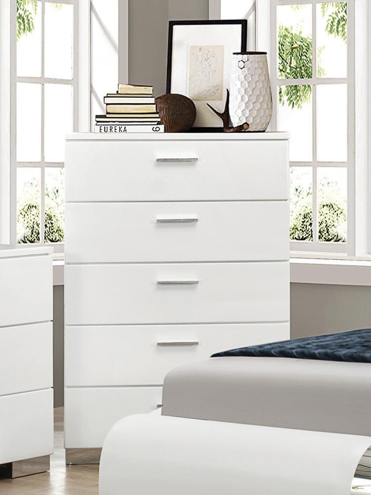 Felicity 5-drawer Chest Glossy White - Theo's Factory Direct Mattress & Furniture (Columbus, OH)
