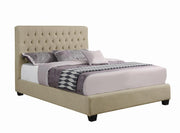 Chloe Tufted Upholstered California King Bed Oatmeal - Theo's Factory Direct Mattress & Furniture (Columbus, OH)