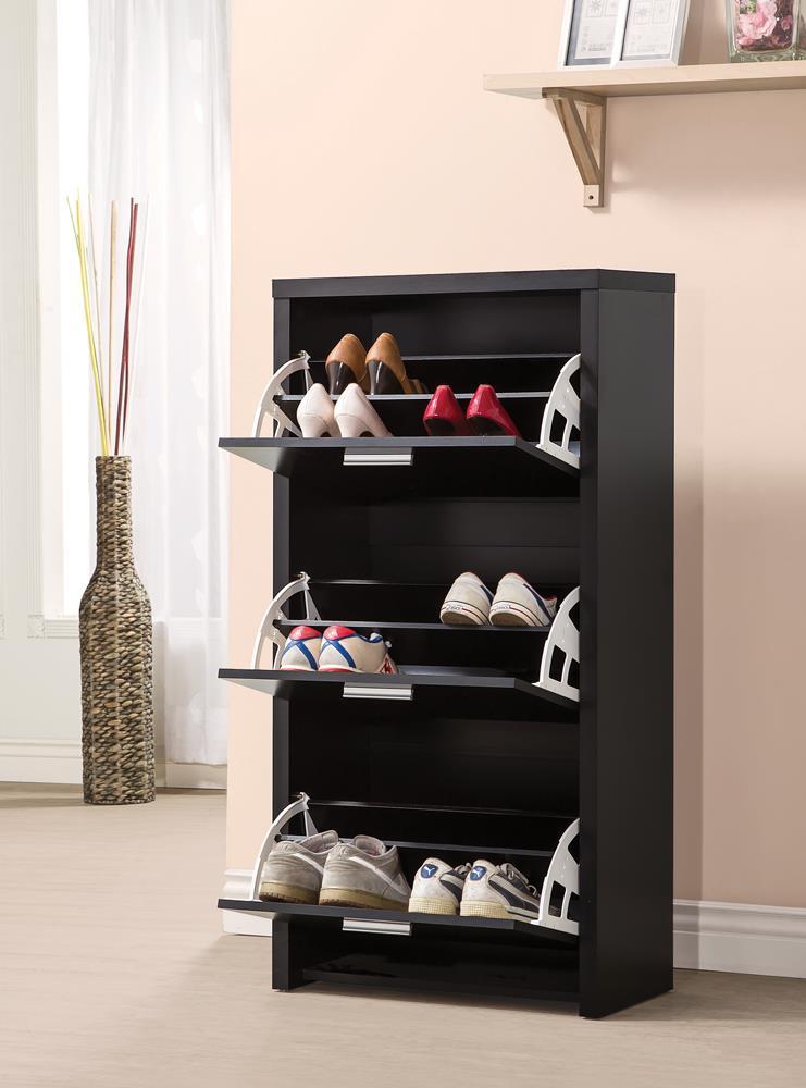 Vivian 3-drawer Shoe Cabinet Black - Theo's Factory Direct Mattress & Furniture (Columbus, OH)